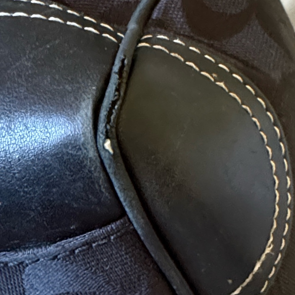 Coach Leatherware Signature Black Canvas Leather Trim and Handle Tote Bag - Picture 13 of 15